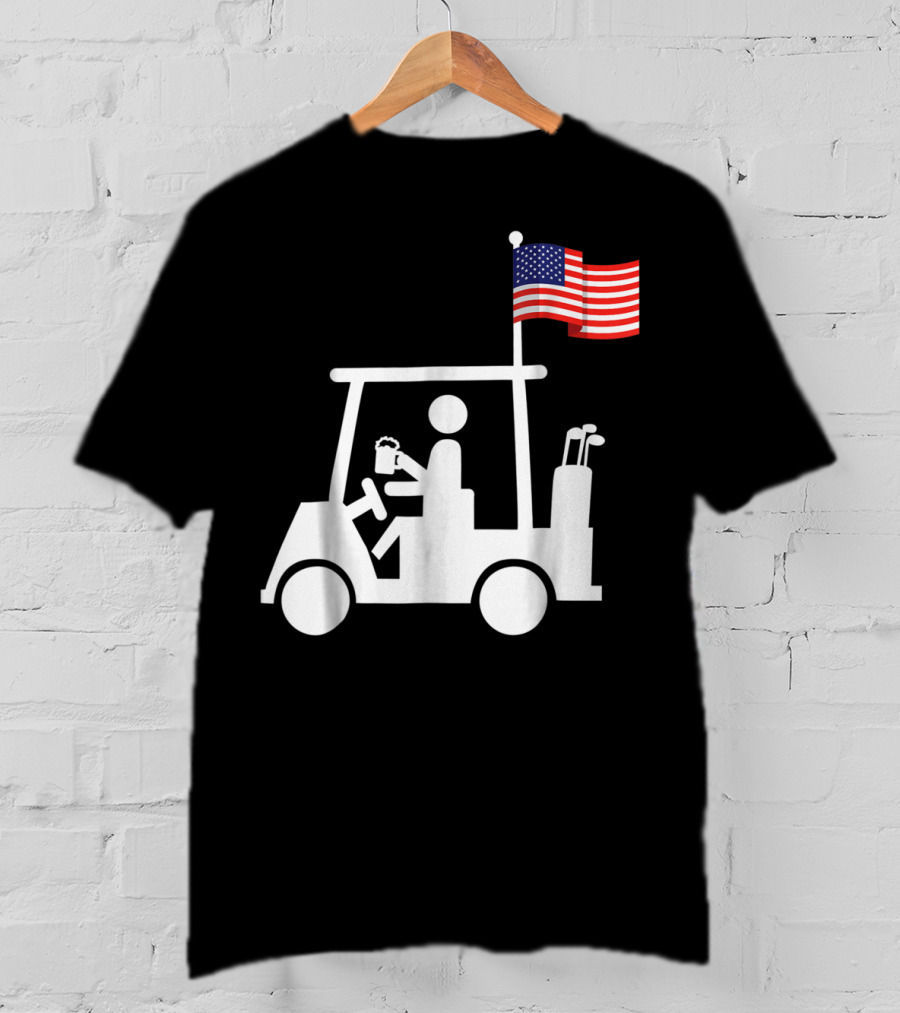 Patriotic USA Golf Cart Strong Beer And Flag T-Shirt