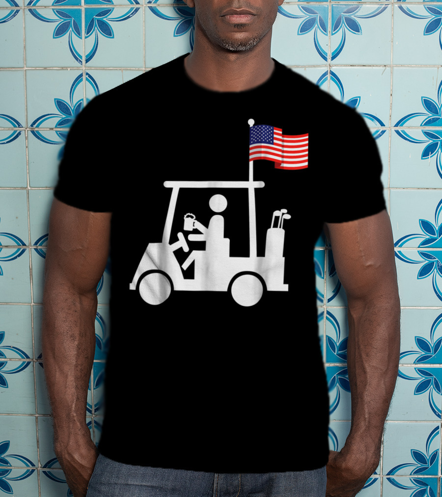 Patriotic USA Golf Cart Strong Beer And Flag T-Shirt