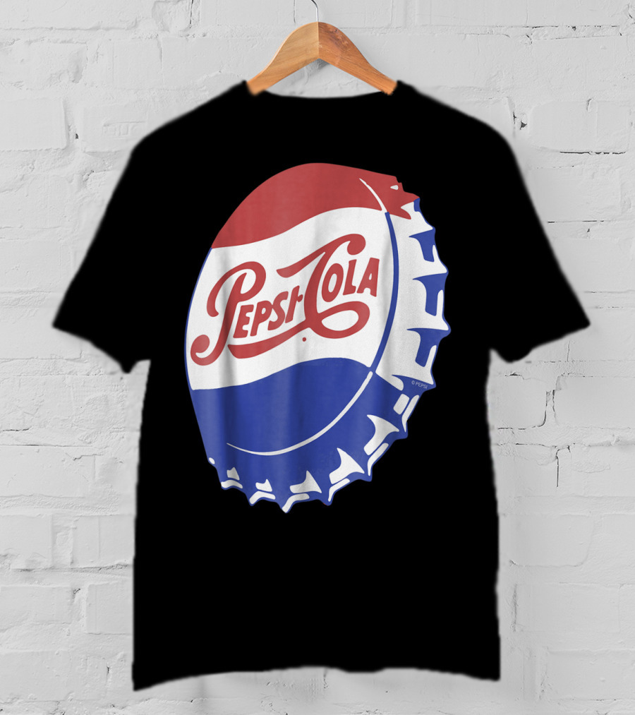 Pepsi Cola Vintage Bottle Cap Logo Soft Drinks Retro Branding T-Shirt