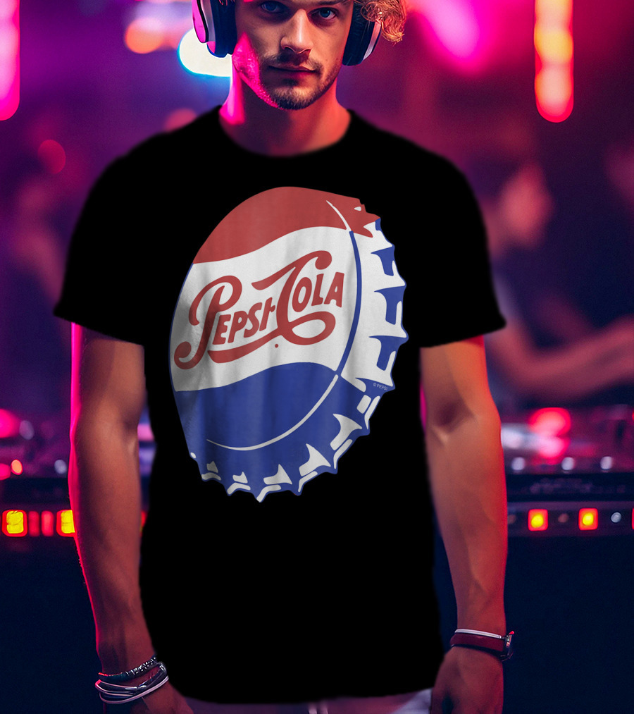 Pepsi Cola Vintage Bottle Cap Logo Soft Drinks Retro Branding T-Shirt