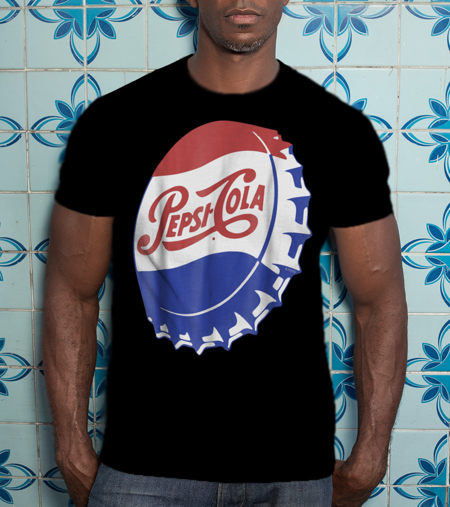 Pepsi Cola Vintage Bottle Cap Logo Soft Drinks Retro Branding T-Shirt