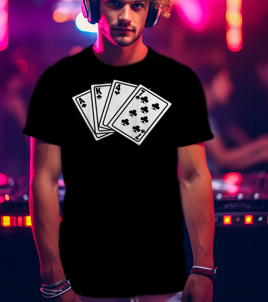 AK 47 Funny Poker Cards Playing Hand T-Shirt