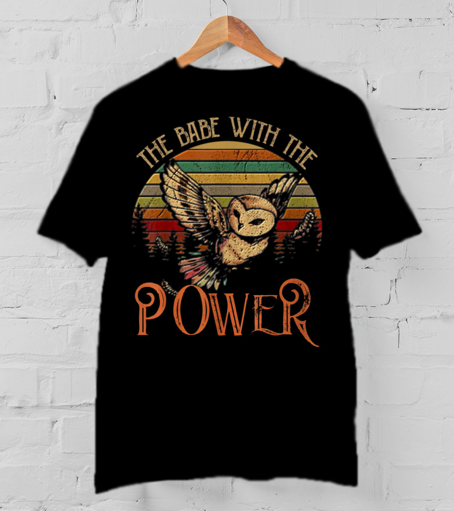 The Babe With The Power Owl Retro Sunset T-Shirt