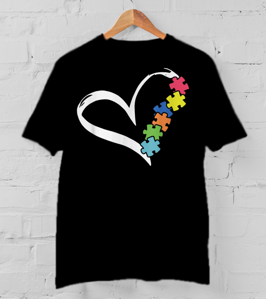 Puzzles Piece Heart Autism Awareness Love T-Shirt