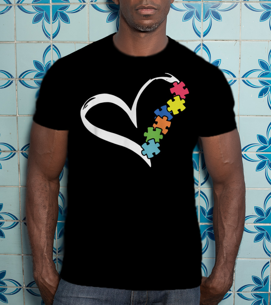 Puzzles Piece Heart Autism Awareness Love T-Shirt