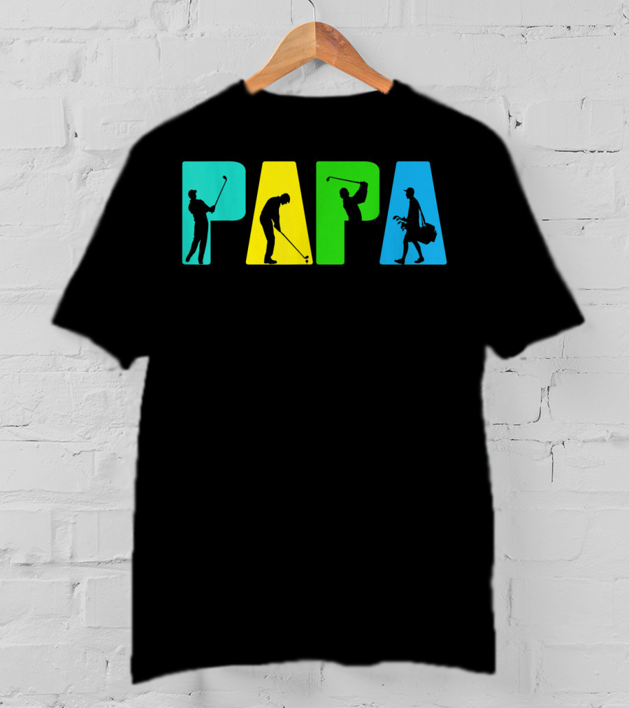 Papa Retro Golf Silhouettes Father's Day T-Shirt
