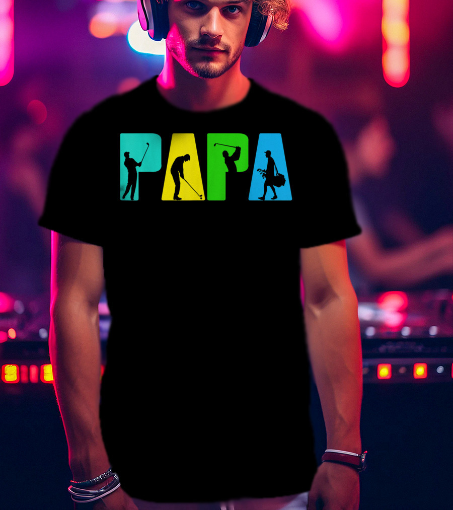 Papa Retro Golf Silhouettes Father's Day T-Shirt