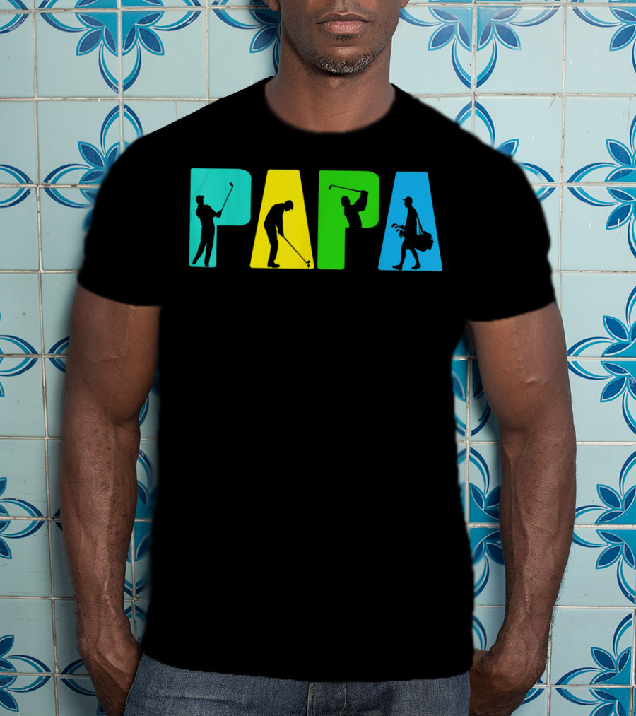 Papa Retro Golf Silhouettes Father's Day T-Shirt