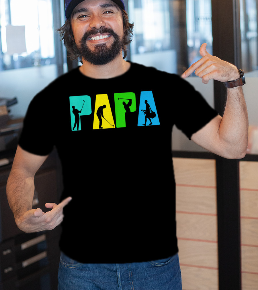 Papa Retro Golf Silhouettes Father's Day T-Shirt