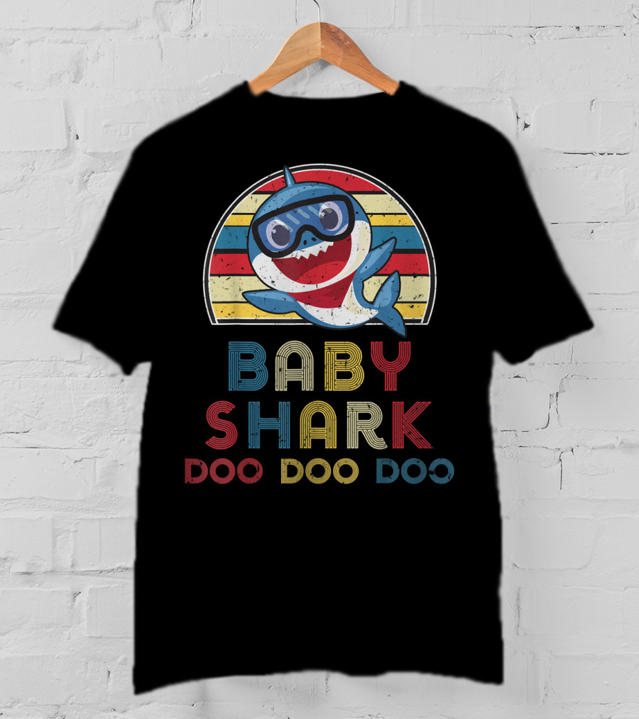 Retro Vintage Baby Shark Doo Doo Doo Stripes Boy T-Shirt
