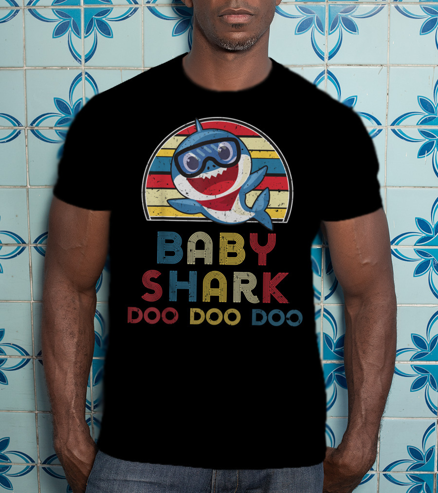Retro Vintage Baby Shark Doo Doo Doo Stripes Boy T-Shirt