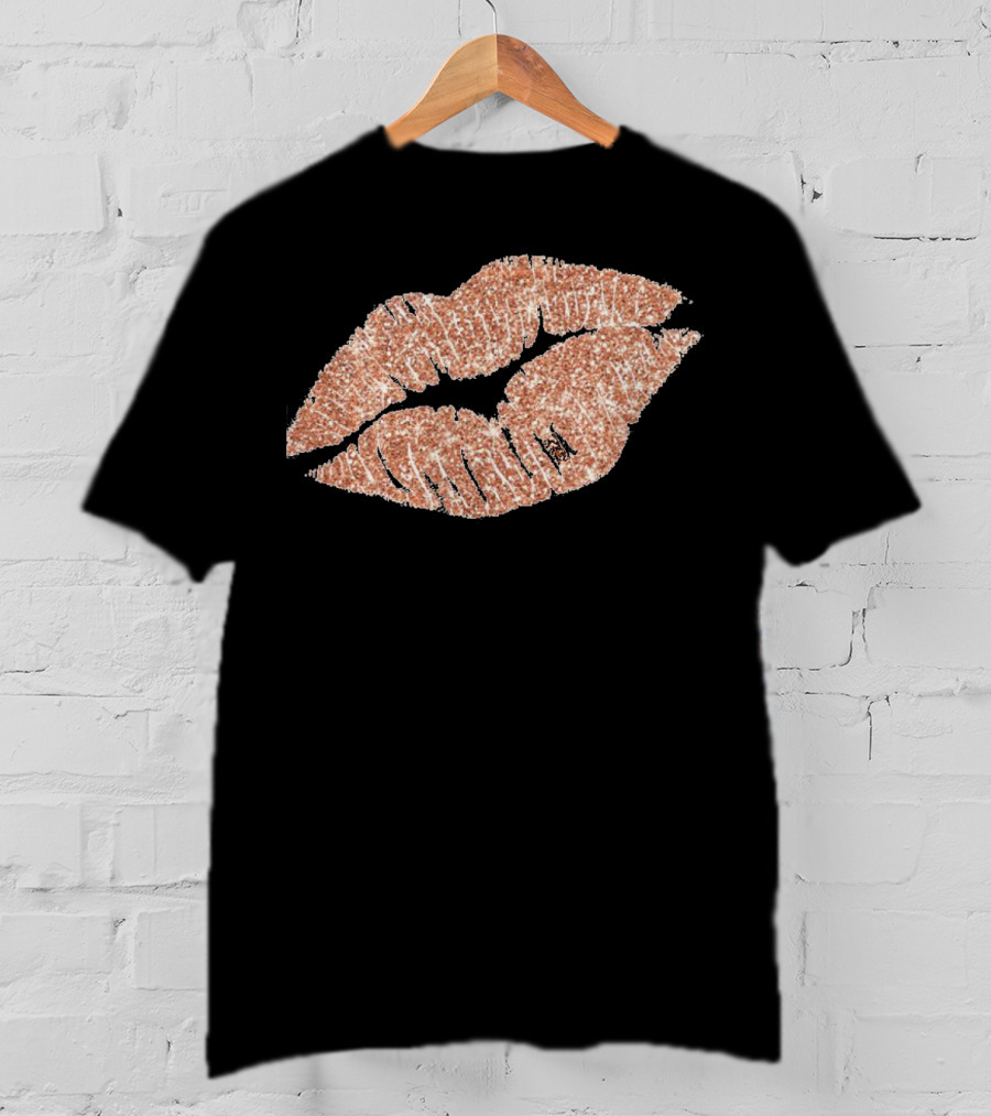 Rose Gold Glitter Lipstick Kiss T-Shirt
