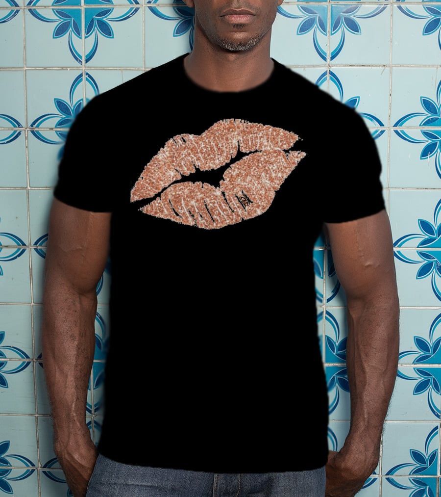 Rose Gold Glitter Lipstick Kiss T-Shirt