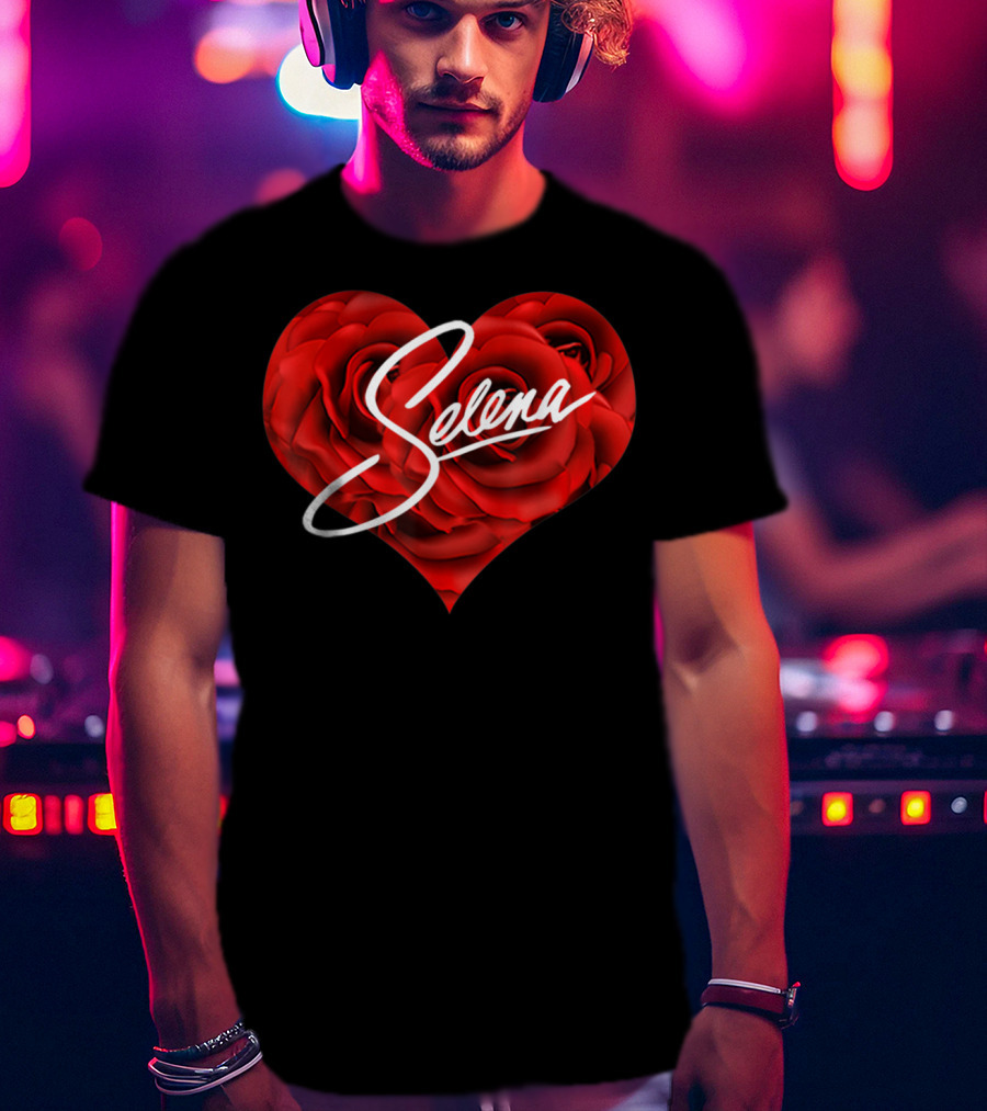 Selena Red Rose Heart T-Shirt