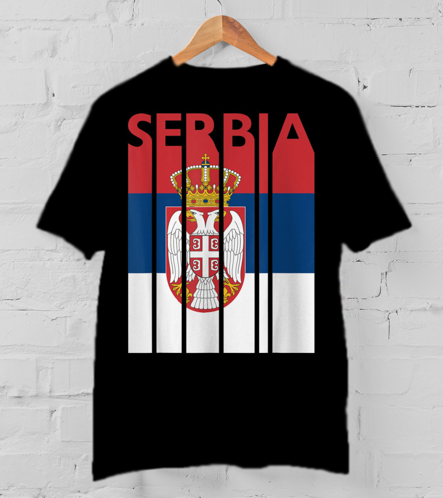 Serbia Vintage Flag Serbian Coat Of Arms T-Shirt