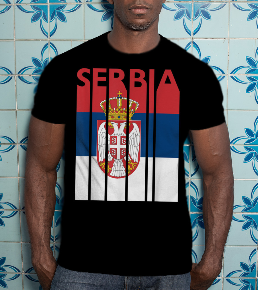 Serbia Vintage Flag Serbian Coat Of Arms T-Shirt