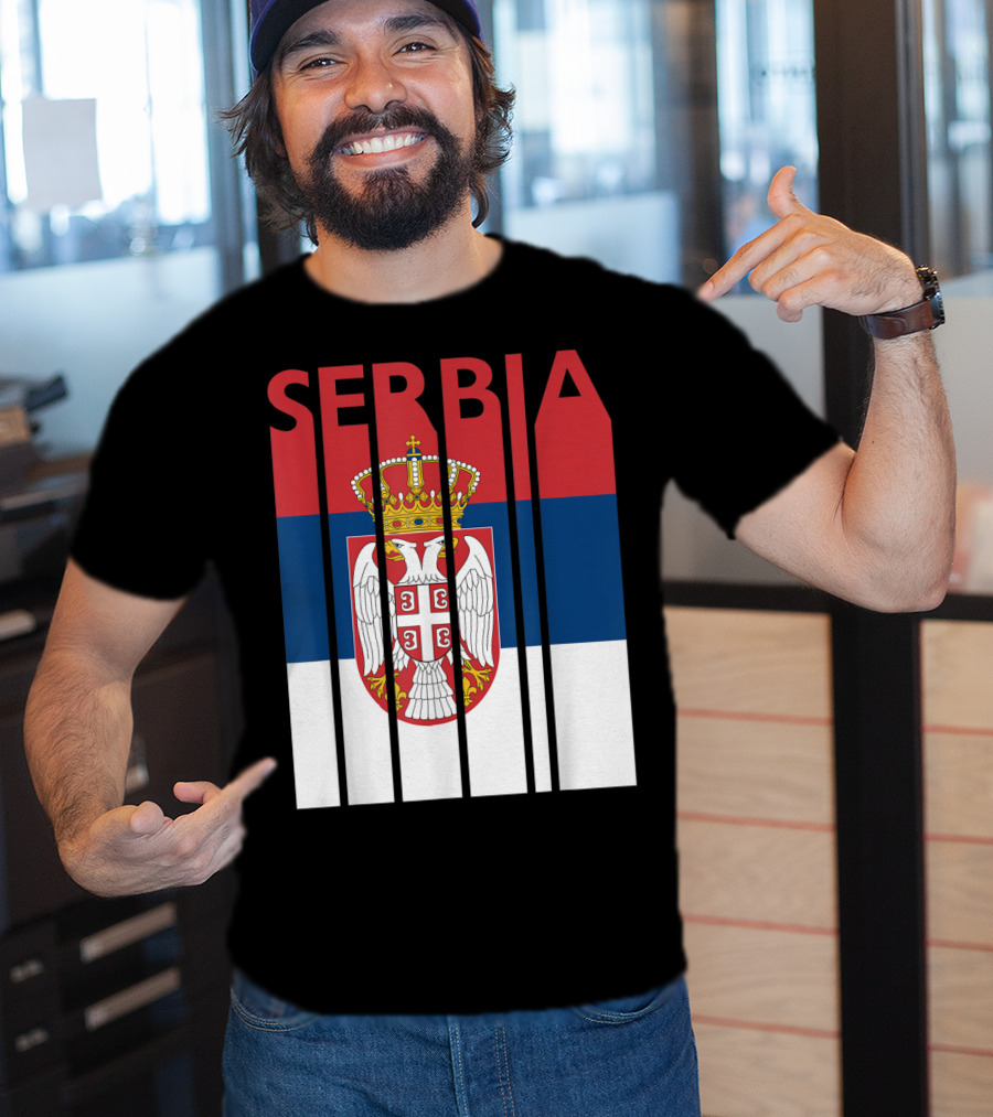 Serbia Vintage Flag Serbian Coat Of Arms T-Shirt
