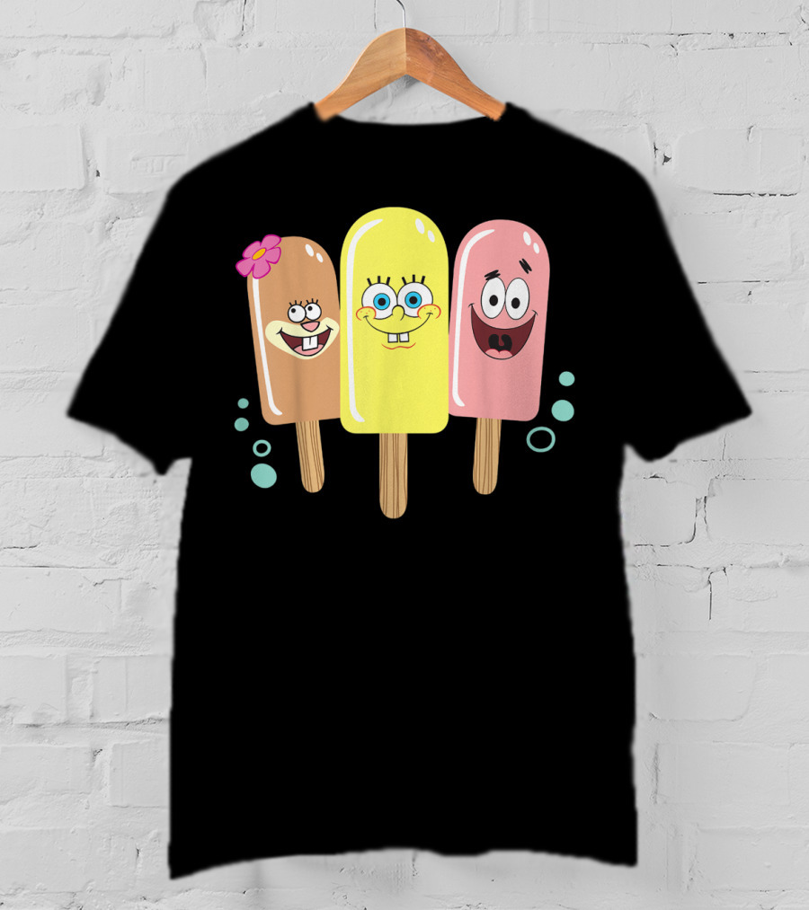Spongebob Squarepants Sandy Patrick Popsicle Ice Cream Friends T-Shirt