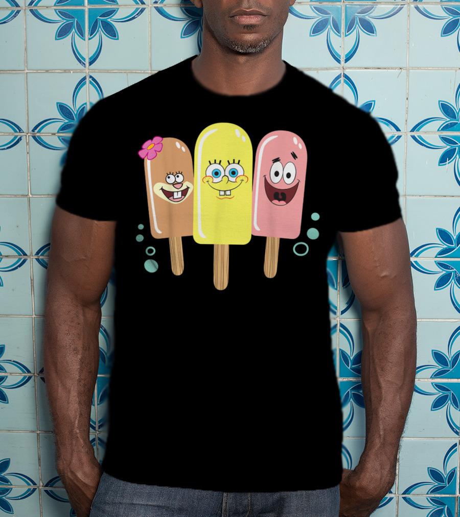 Spongebob Squarepants Sandy Patrick Popsicle Ice Cream Friends T-Shirt