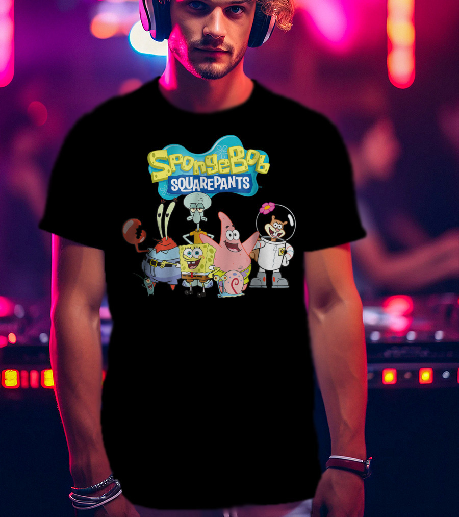SpongeBob SquarePants Characters Group Featuring Mr. Krabs, Squidward, Patrick, Sandy, And Gary T-Shirt