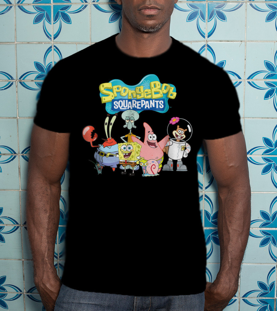 SpongeBob SquarePants Characters Group Featuring Mr. Krabs, Squidward, Patrick, Sandy, And Gary T-Shirt