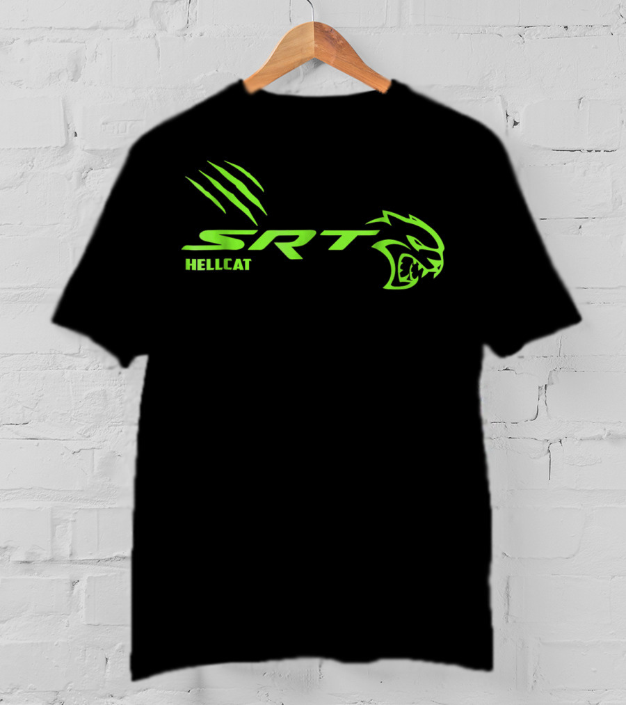 Team SRT Hellcat Scratch Green Logo Dodge T-Shirt