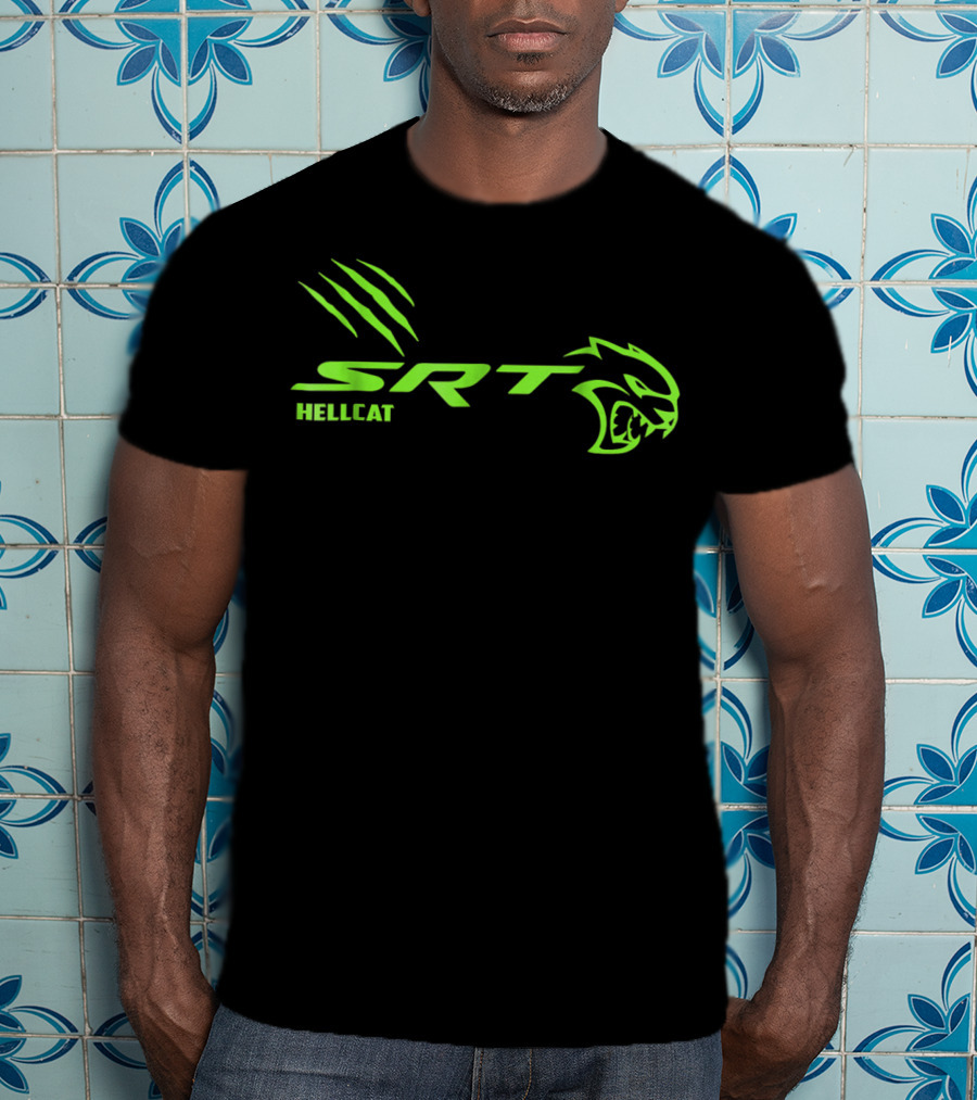 Team SRT Hellcat Scratch Green Logo Dodge T-Shirt