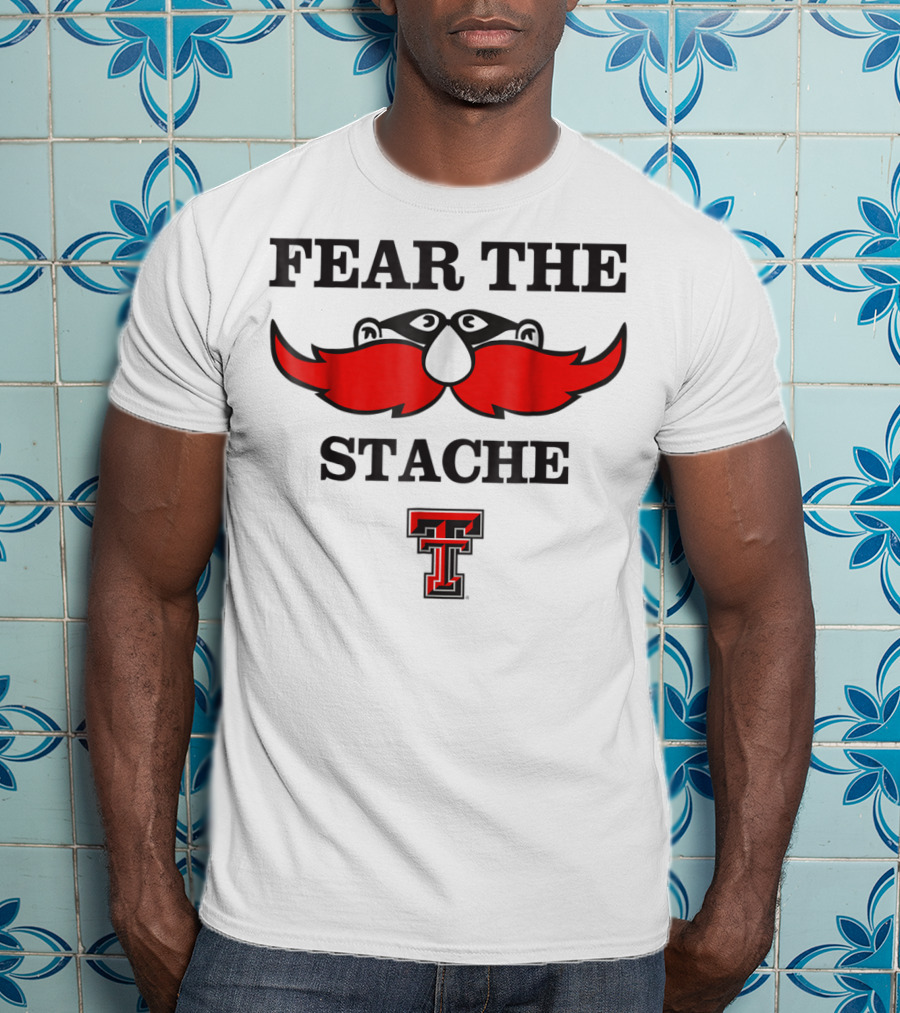 Texas Tech Red Raiders Fear The Stache TT Logo Mustache T-Shirt