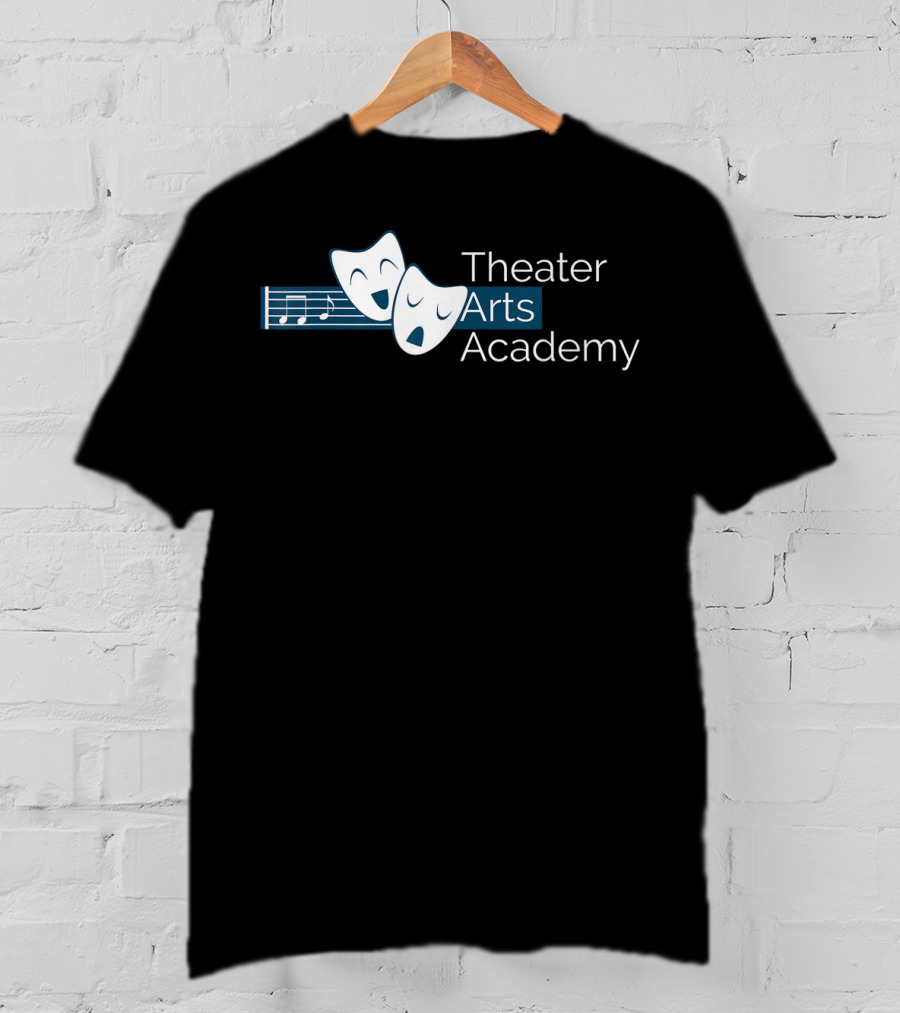 Theater Arts Academy Comedy And Tragedy Masks With Musical Notes T-Shirt