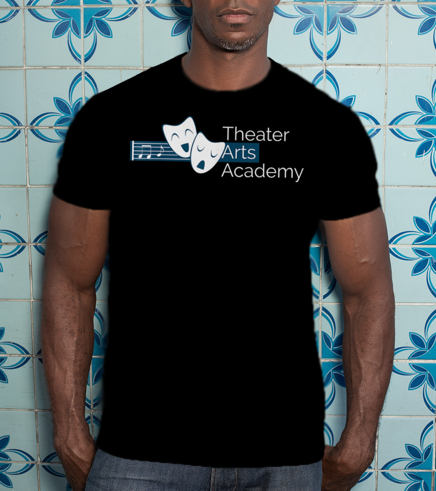 Theater Arts Academy Comedy And Tragedy Masks With Musical Notes T-Shirt