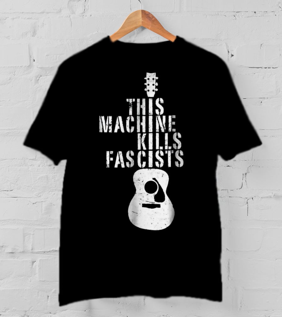 This Machine Kills Fascists Guitar Image T-Shirt