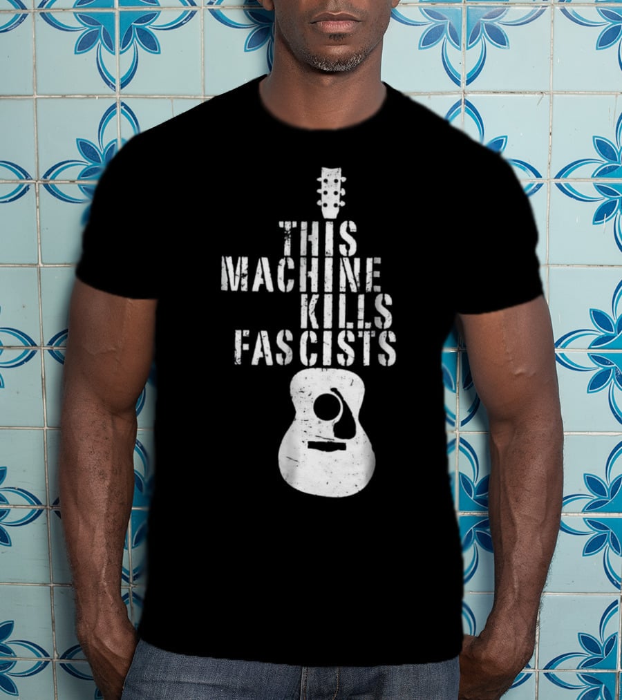 This Machine Kills Fascists Guitar Image T-Shirt