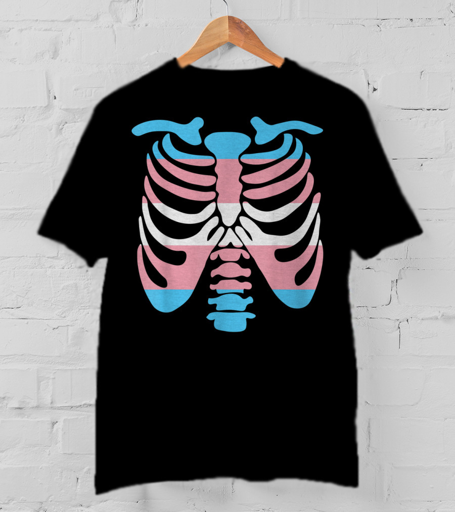 Transgender Flag Rib Cage Skeleton T-Shirt