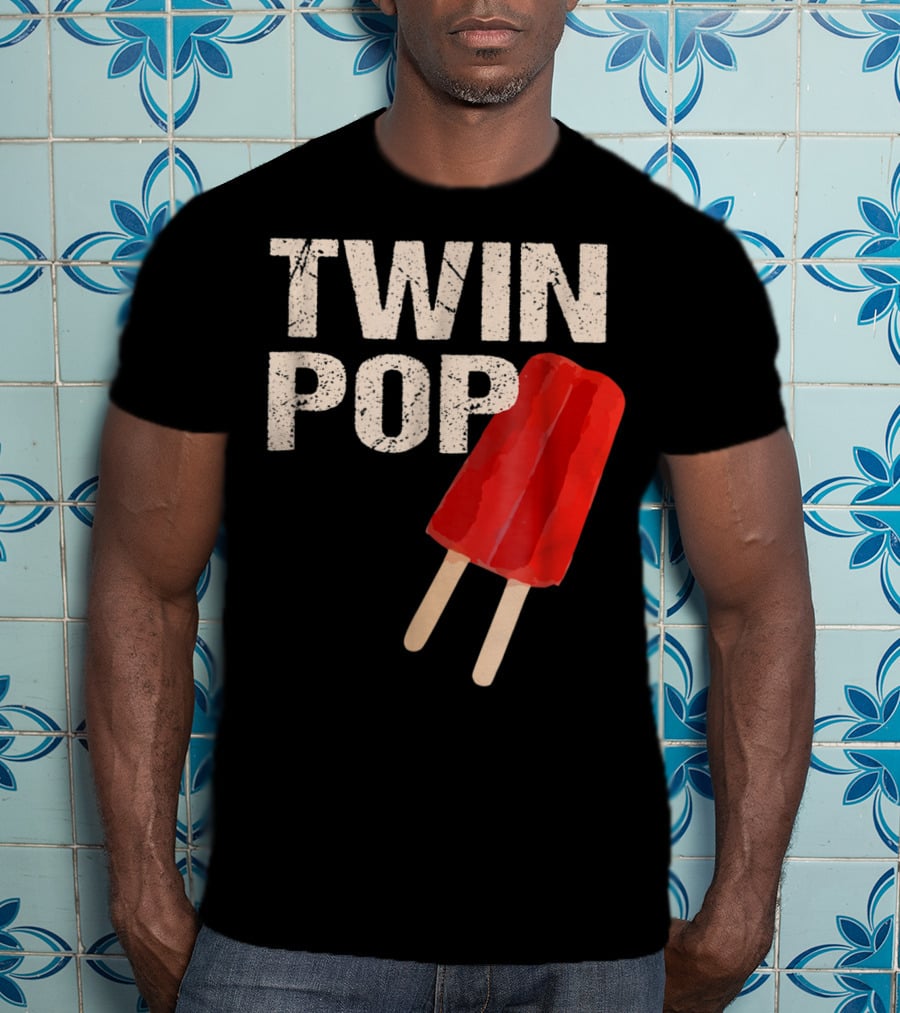 TWIN POP For Grandpa Twins Dad Ice Cream Popsicle T-Shirt