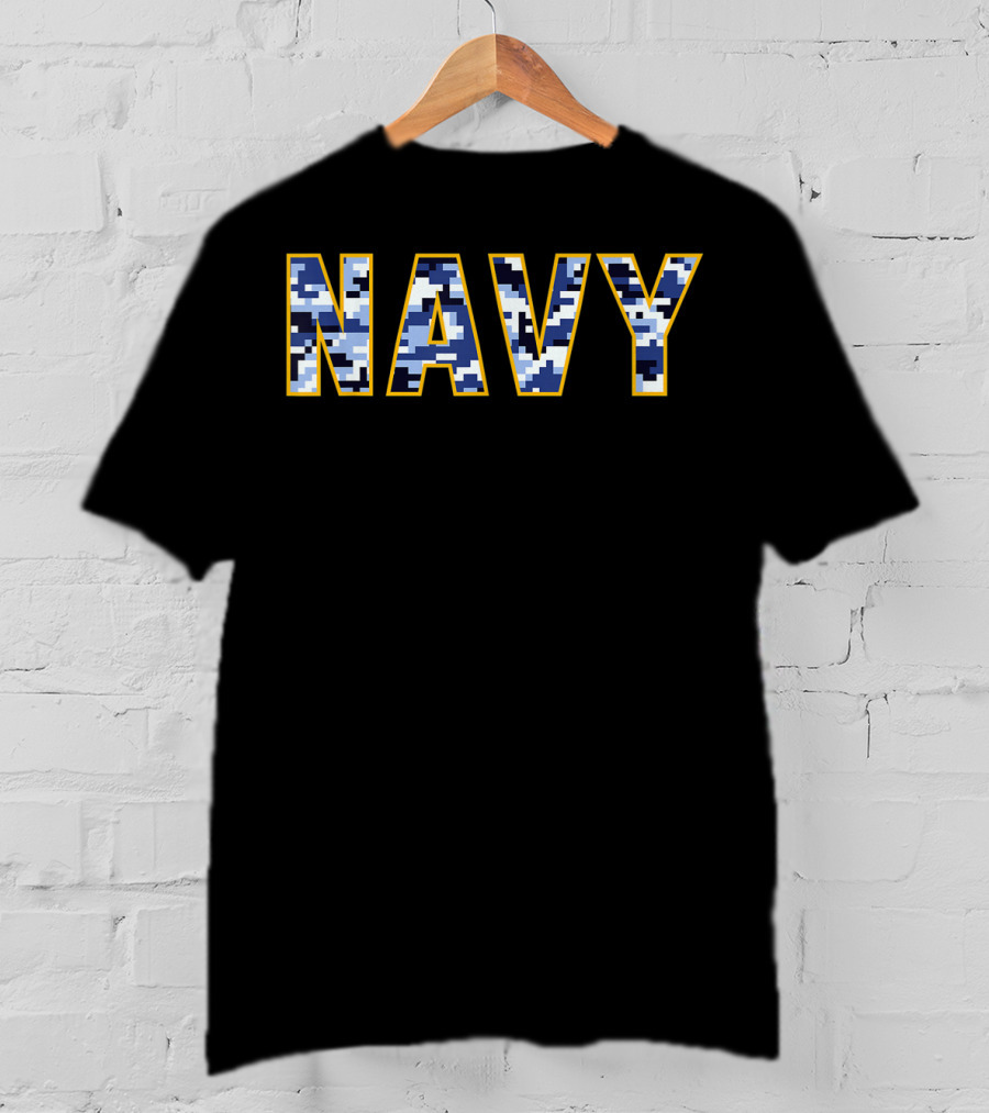 NAVY Blue Camo Digital Camouflage T-Shirt