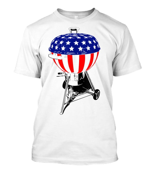 Usa Charcoal Kettle Grill Stars And Stripes July Patriotic Grilling Gear T-Shirt