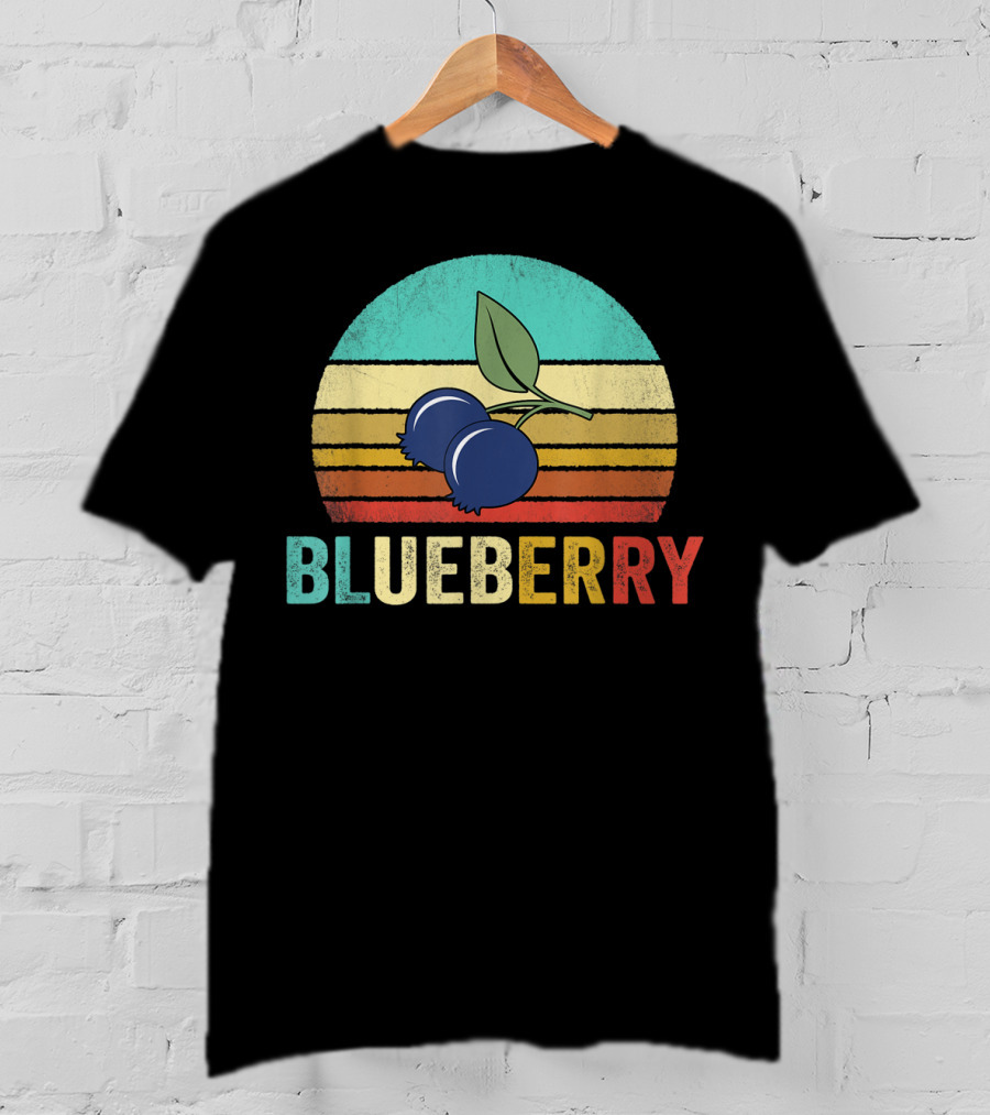 Vintage Blueberry Retro Sunset Stripes T-Shirt