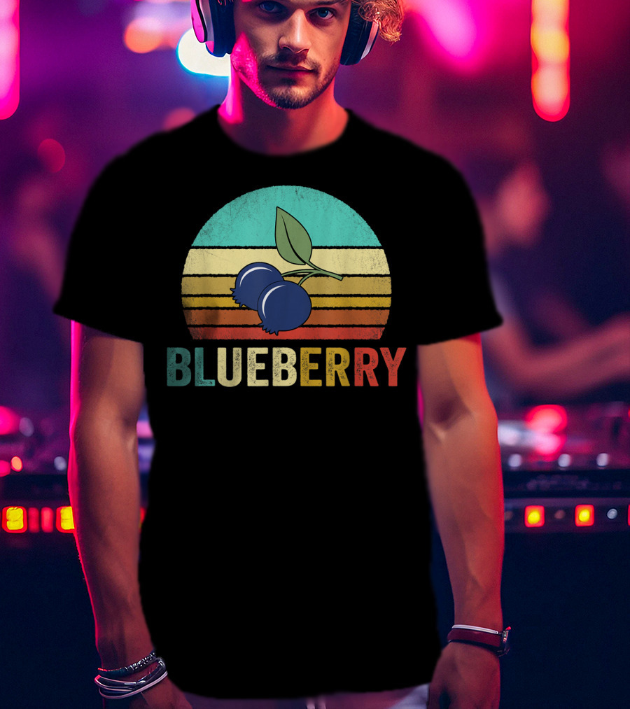 Vintage Blueberry Retro Sunset Stripes T-Shirt