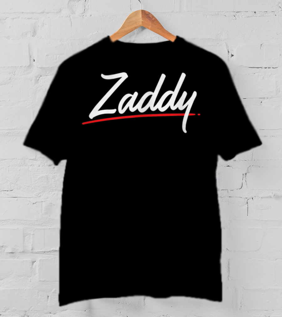 Zaddy Bold Script White Red Underline T-Shirt