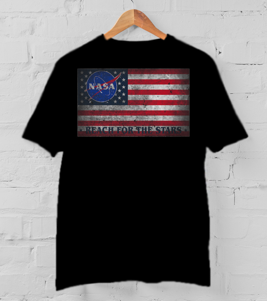 Zubaz NASA Space Logo American Flag Reach For The Stars T-Shirt