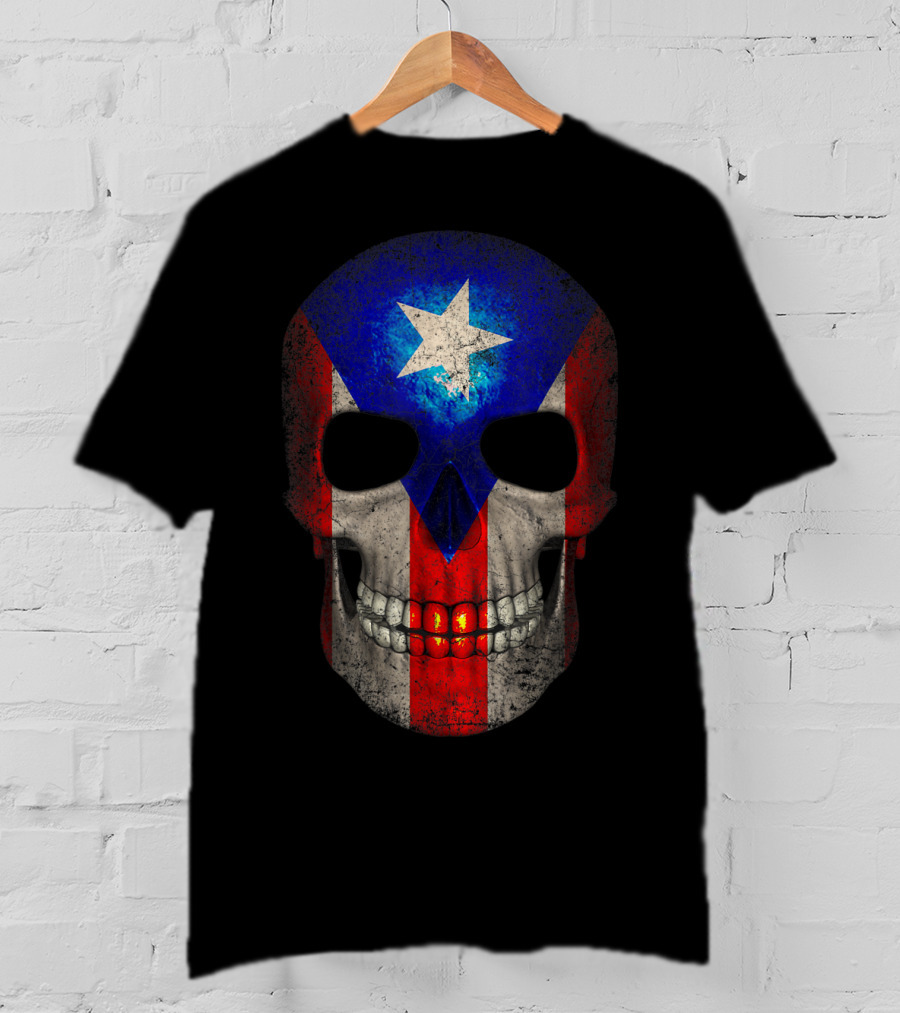 Puerto Rico Flag Skull T-Shirt
