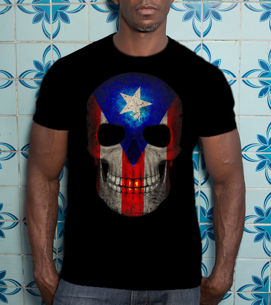 Puerto Rico Flag Skull T-Shirt