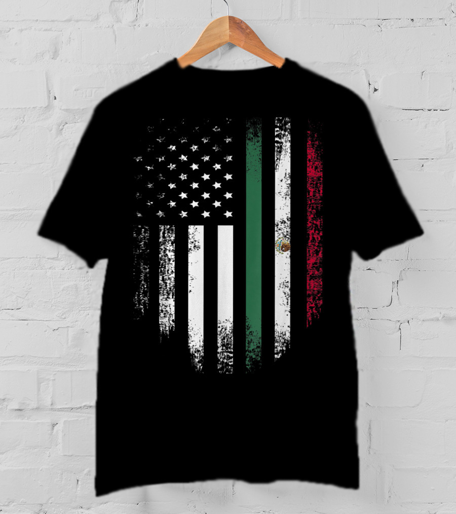 Vintage Mexican Roots American Grown Flag Design Mexico USA T-Shirt