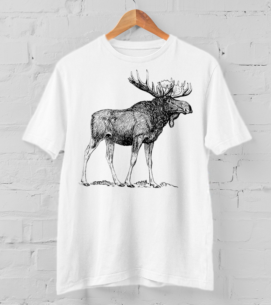 Vintage Moose Illustration Retro Wildlife T-Shirt
