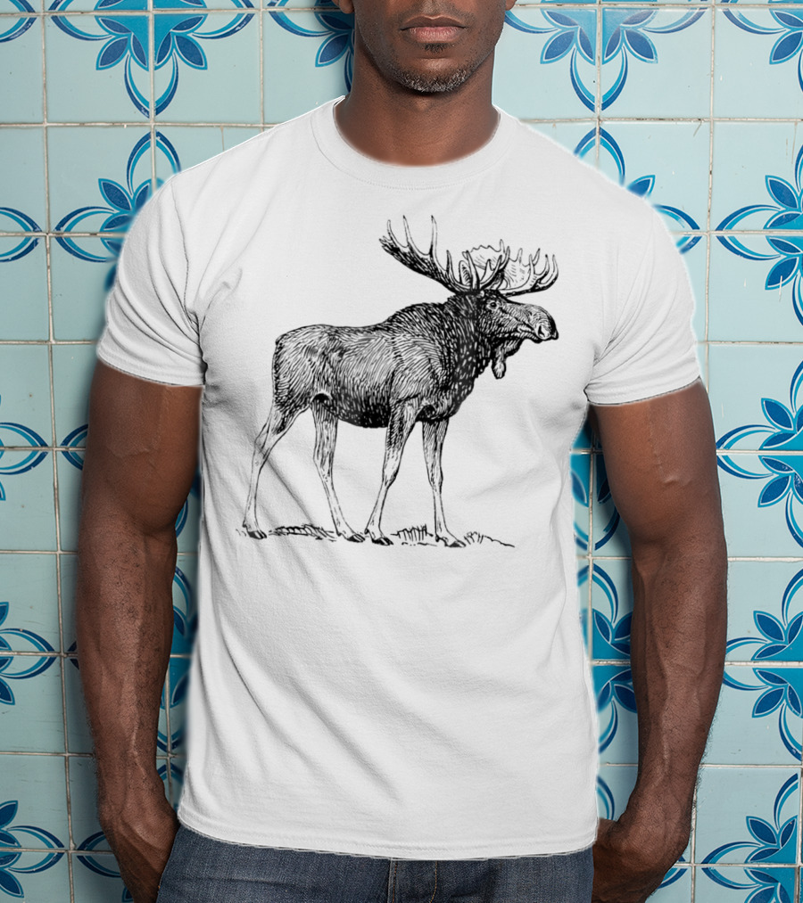 Vintage Moose Illustration Retro Wildlife T-Shirt