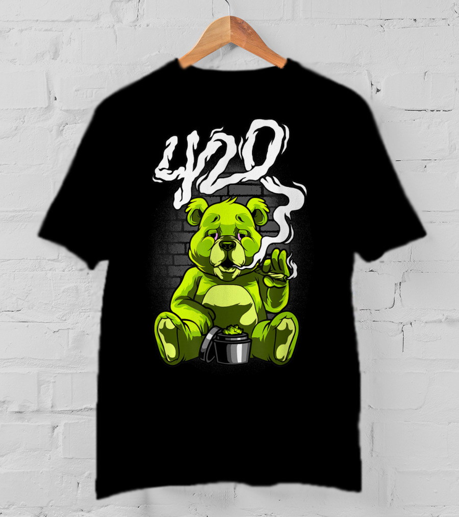Cannabis Weed Bear Stoned Teddy 420 Joint T-Shirt