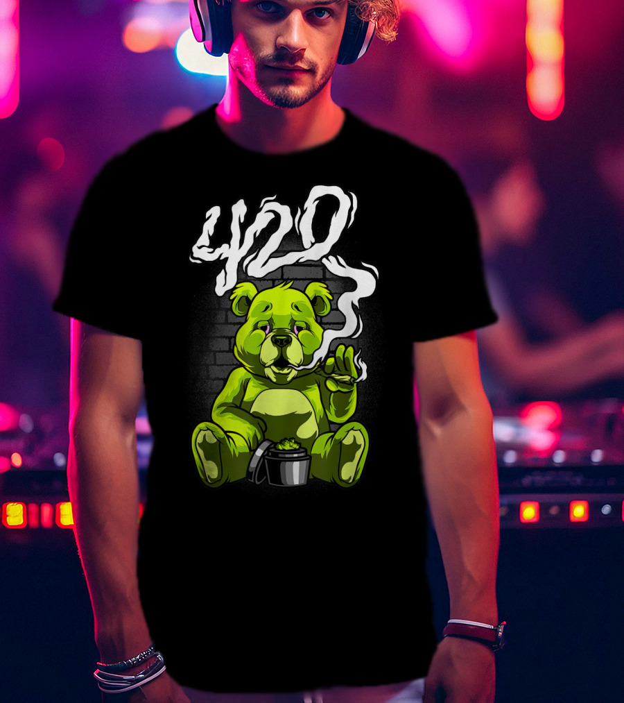 Cannabis Weed Bear Stoned Teddy 420 Joint T-Shirt