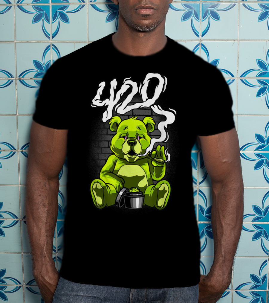 Cannabis Weed Bear Stoned Teddy 420 Joint T-Shirt