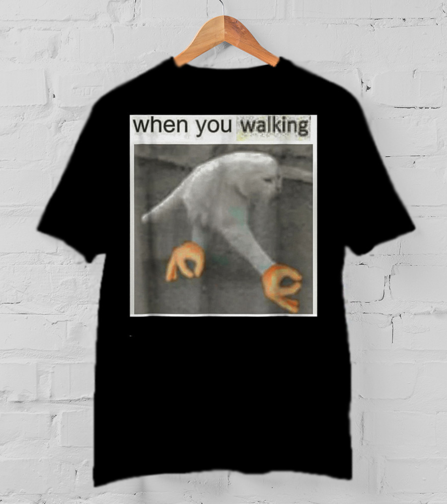 When You Walking Cat Meme With 3D Hands T-Shirt