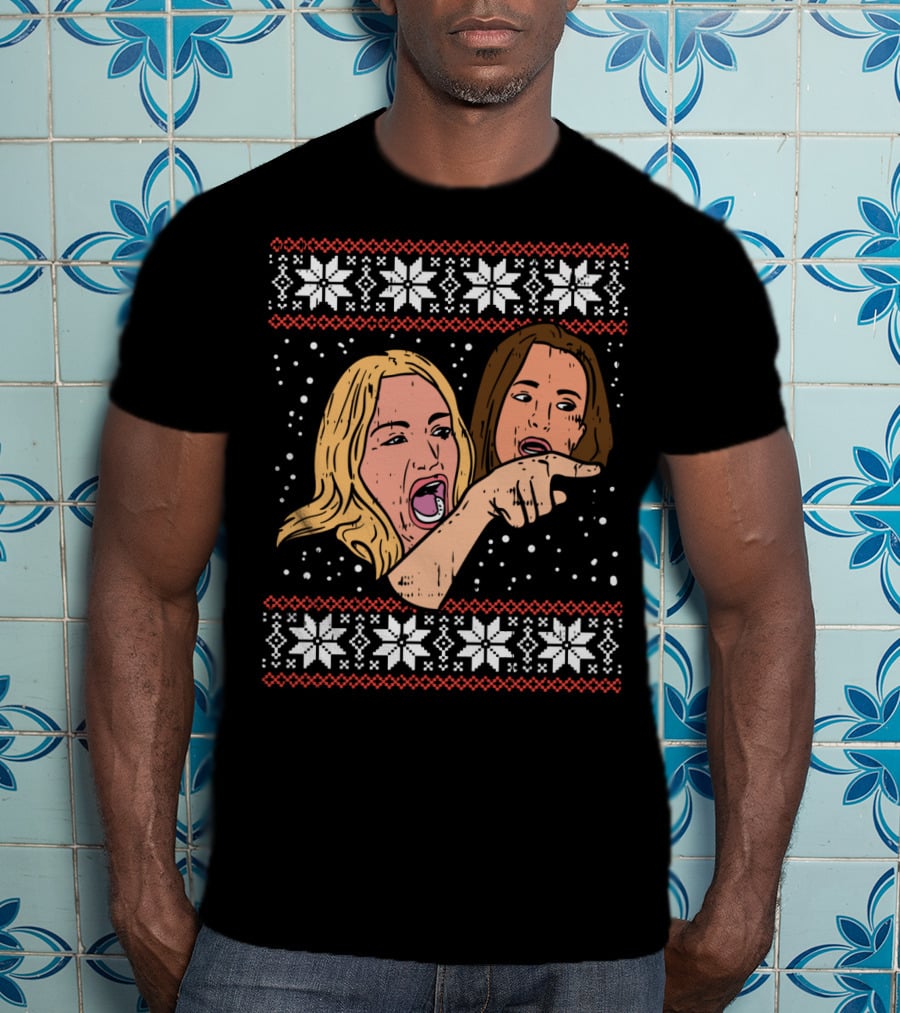 Angry Woman Yelling At Cat Meme Ugly Christmas T-Shirt